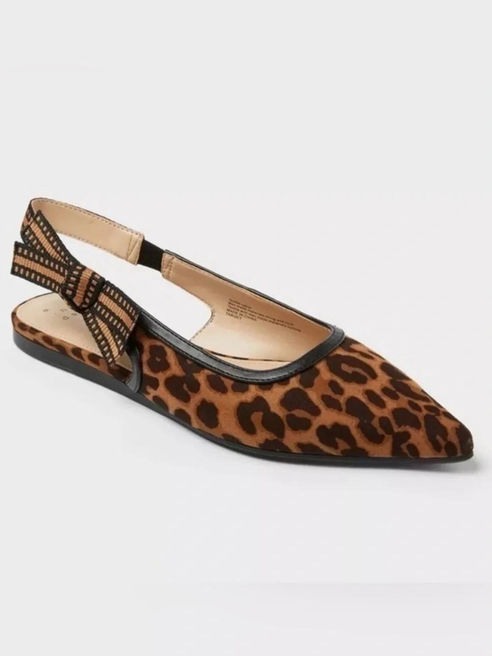 a new day Leopard Print Pointed Slingback Flats in Brown and Black